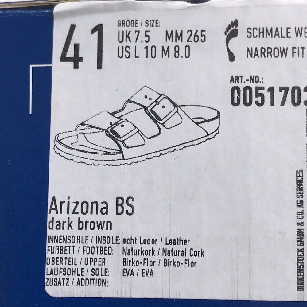 New! Birkenstock Arizona BS Dark Brown Leather Sandals Sz 41 Women 10 Men 8 - Picture 8 of 9